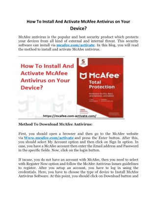 how to install and activate mcafee antivirus