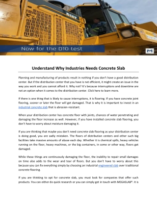 understand why industries needs concrete slab