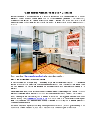 Facts about Kitchen Ventilation Cleaning