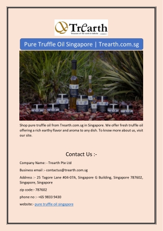 Pure Truffle Oil Singapore | Trearth.com.sg