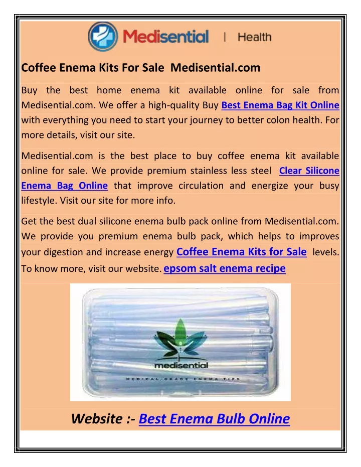 coffee enema kits for sale medisential com