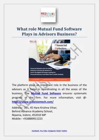 what role mutual fund software plays in advisors