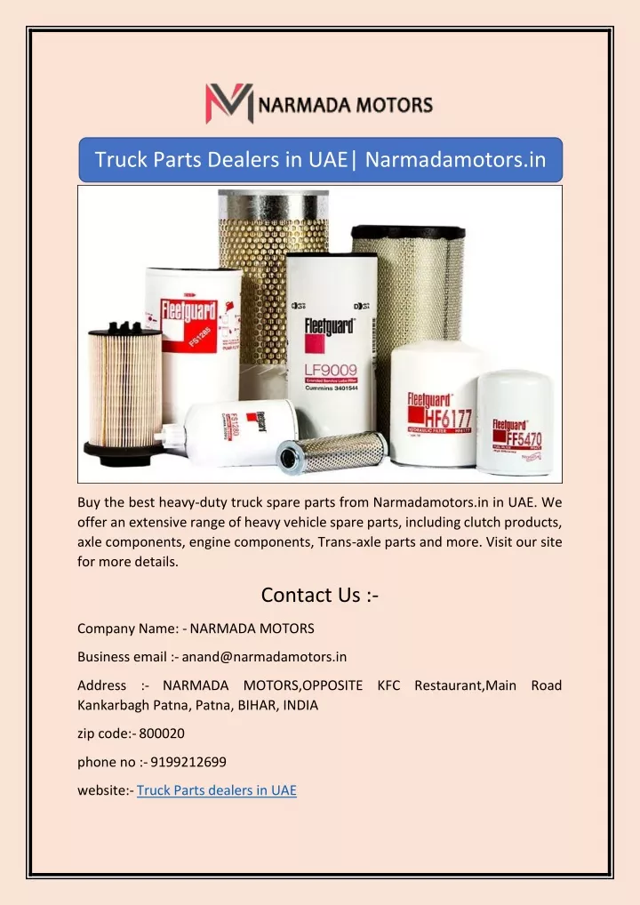 truck parts dealers in uae narmadamotors in
