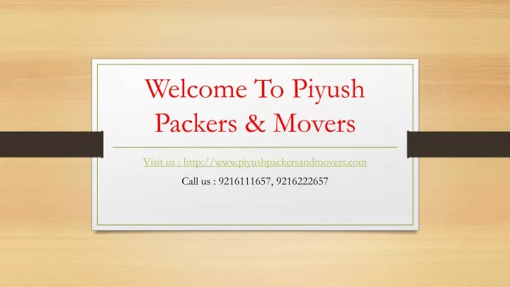 welcome to piyush packers movers
