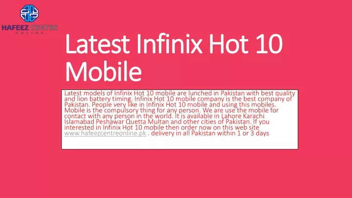 latest infinix hot 10 mobile