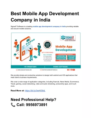 Best Mobile App Development Company in India