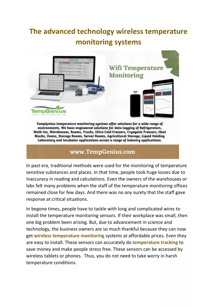 the advanced technology wireless temperature