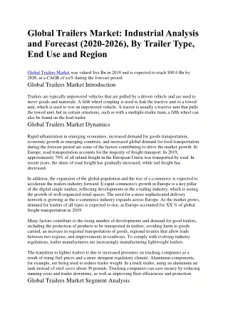 global trailers market industrial analysis