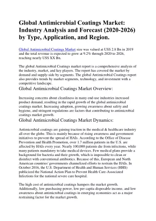 global antimicrobial coatings market industry