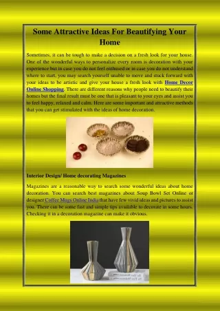 Some Attractive Ideas For Beautifying Your Home
