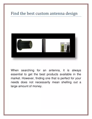find the best custom antenna design