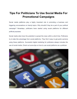 Tips For Politicians To Use Social Media For Promotional Campaigns