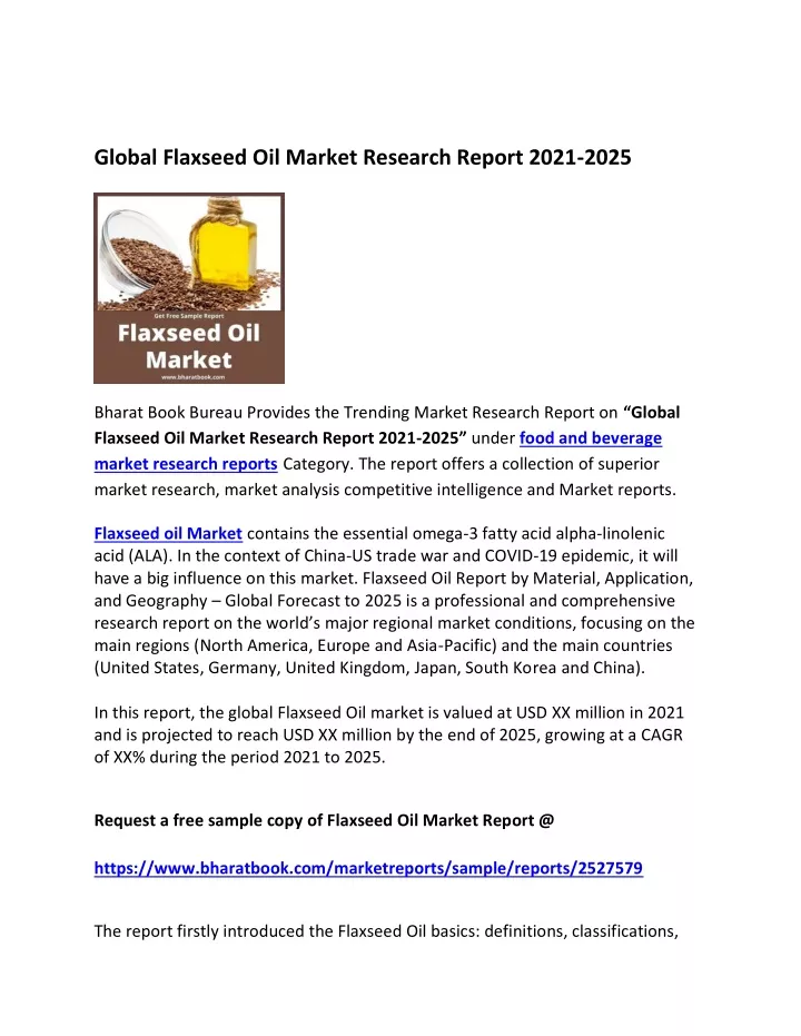 global flaxseed oil market research report 2021