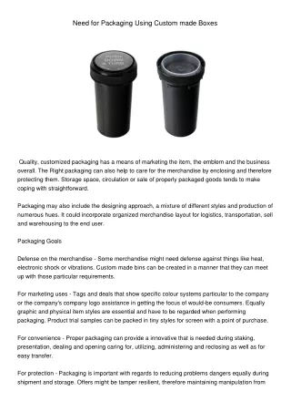 need for packaging using custom made boxes