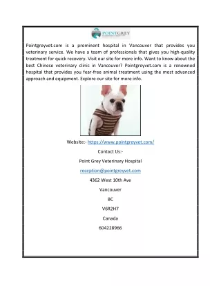 Vancouver Veterinary Clinic  Pointgreyvet