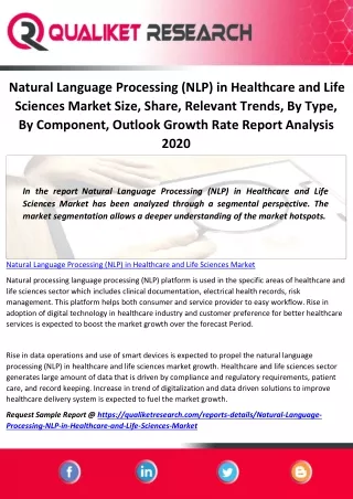 Natural Language Processing (NLP) in Healthcare and Life Sciences Market Size, Share, Relevant Trends, By Type, By Compo