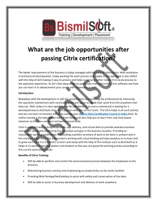 What are the job opportunities after passing Citrix certification PDF SUB -5