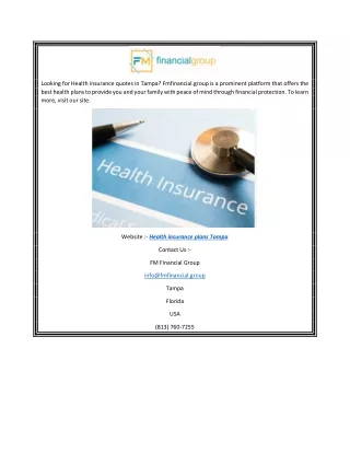 Health Insurance Plans Tampa  Fmfinancial.group