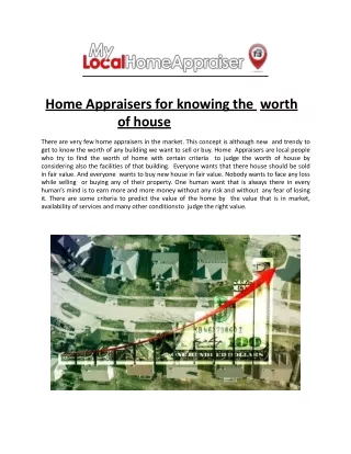Home Appraisers for knowing the worth of house