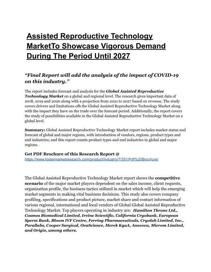 assisted reproductive technology marketto
