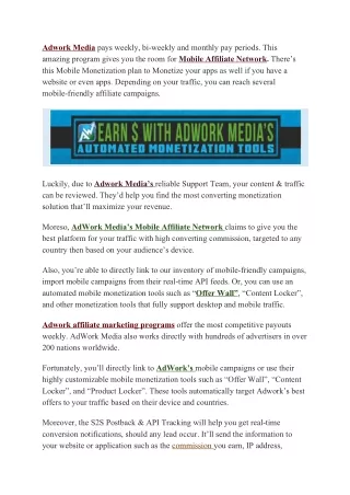 adwork media pays weekly bi weekly and monthly