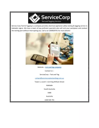 service corp test tagging is a company provides