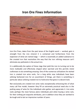 Iron Ore Fines Information