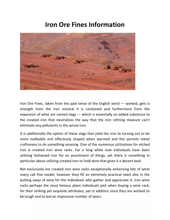 iron ore fines information