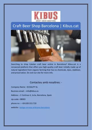 Craft Beer Shop Barcelona | Kibus.cat