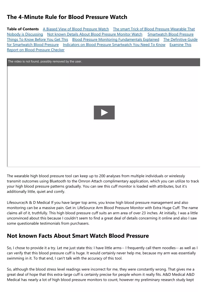 the 4 minute rule for blood pressure watch