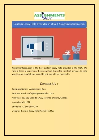 Custom Essay Help Provider in USA | Assignmentsden.com