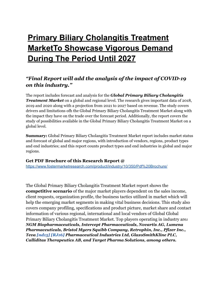 primary biliary cholangitis treatment marketto