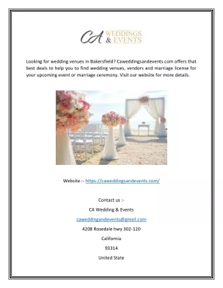 Wedding Venues in Bakersfield  Caweddingsandevents.com