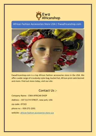 African Fashion Accessories Store USA | Ewaafricanshop.com