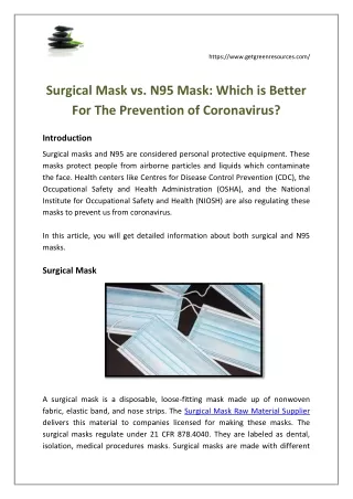 Surgical Mask vs. N95 Mask Which is Better For The Prevention of Coronavirus