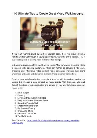 10 ultimate tips to create great video