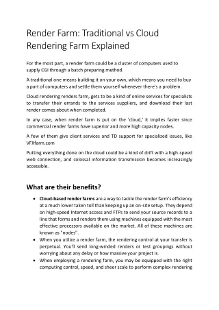 render farm traditional vs cloud rendering farm