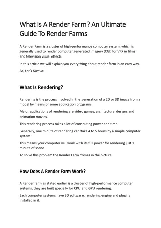 what what i is s a a render farm render farm