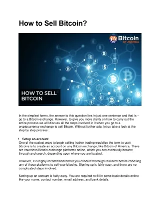 How to Sell Bitcoin