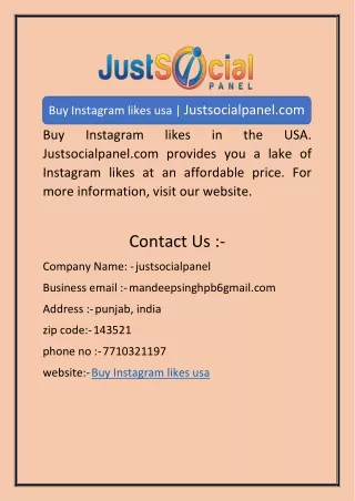 Buy Instagram likes usa | Justsocialpanel.com