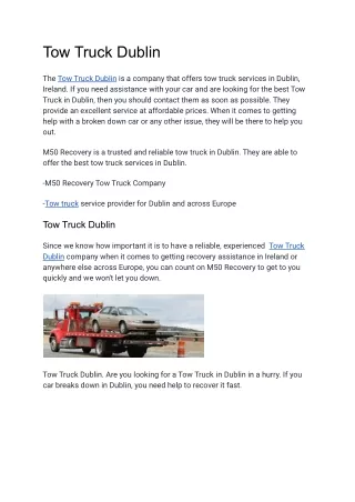 tow truck dublin