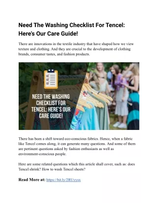 Need The Washing Checklist For Tencel- Here's Our Care Guide