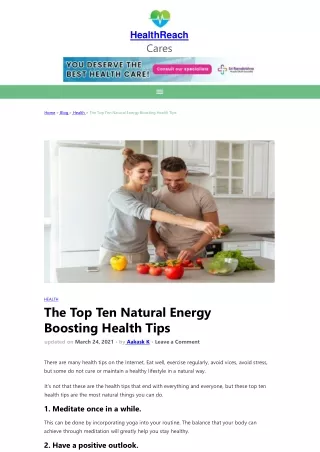 The top Ten Natural Energy boosting heath tips