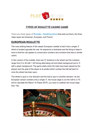 types of roulette casino game