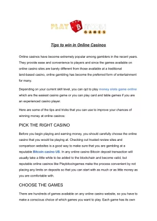 tips to win in online casinos
