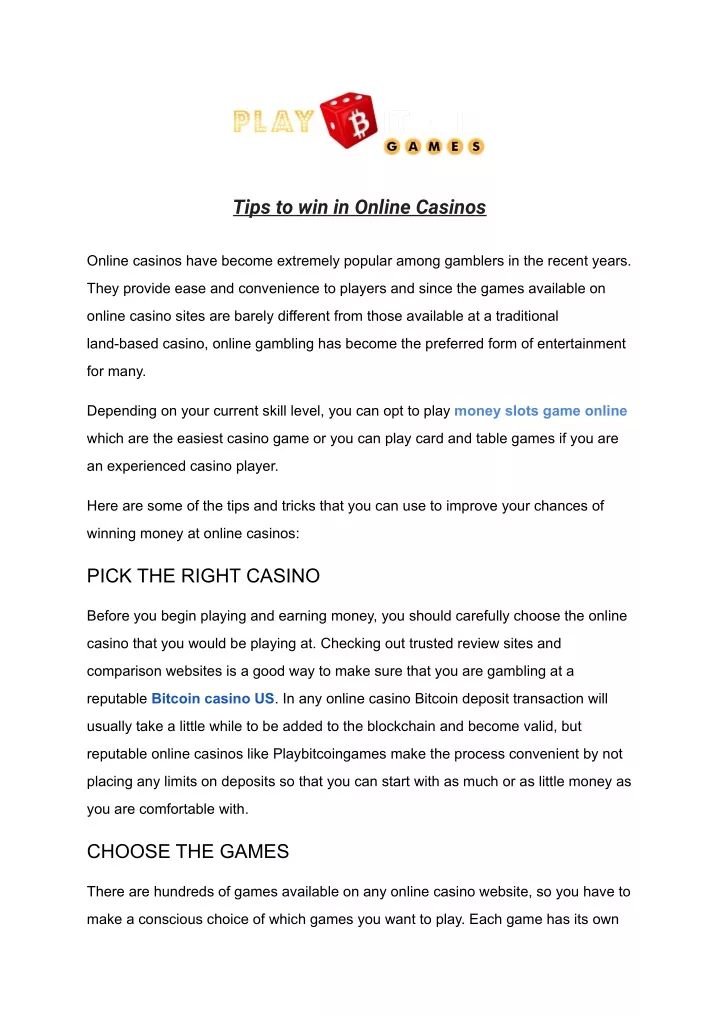 tips to win in online casinos
