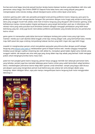 Info Situs Slot Online JOKER123 Indonesia: Kasino Live Uk