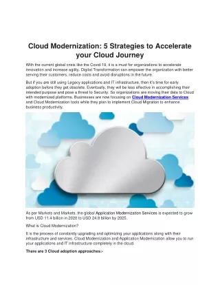 Cloud Modernization 5 Strategies to Accelerate your Cloud Journey