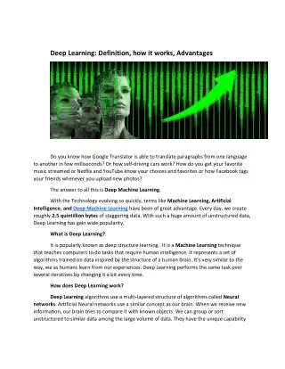 deep learning definition how it works advantages