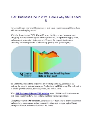 SAP Business One in 2021 Here’s why SMEs need it